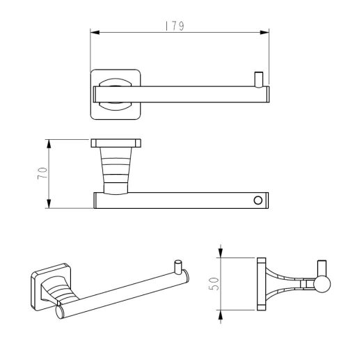 Welland Exclusive-Line fali WC papír tartó - arany (39907)