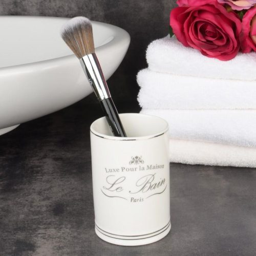 Provence-i stílusú fogkefetartó porcelánból FEHÉR színben