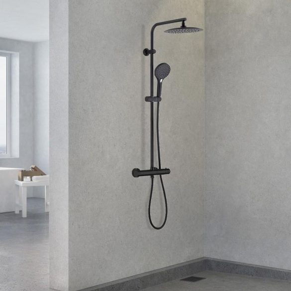 Yoka Bergen zuhanyrendszer termosztátos csapteleppel - fekete