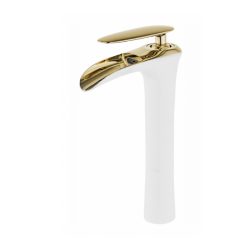   Mexen Lyra magasított mosdó csaptelep - fehér / arany (745310-25)