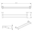 Welland Topaz 2 soros fali törölközőtartó - 60 cm - fekete (96304-600-B)