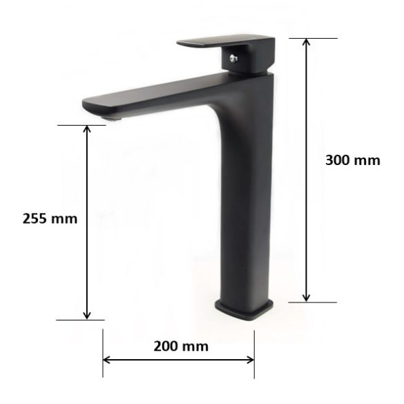 Gamma Cubic magasított fürdőszobai mosdó csaptelep - fekete