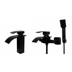   Gamma Slim 3in1 mosdó + kádtölő csaptelep + zuhanyrózsa szett - fekete