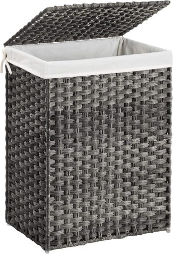 Polyrattan szennyeskosár - Songmics - 90 L (szürke)