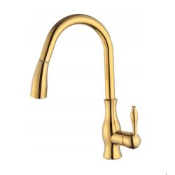   Mexen Savita kihúzható zuhanyfejes mosogató csaptelep - arany (672601-50)